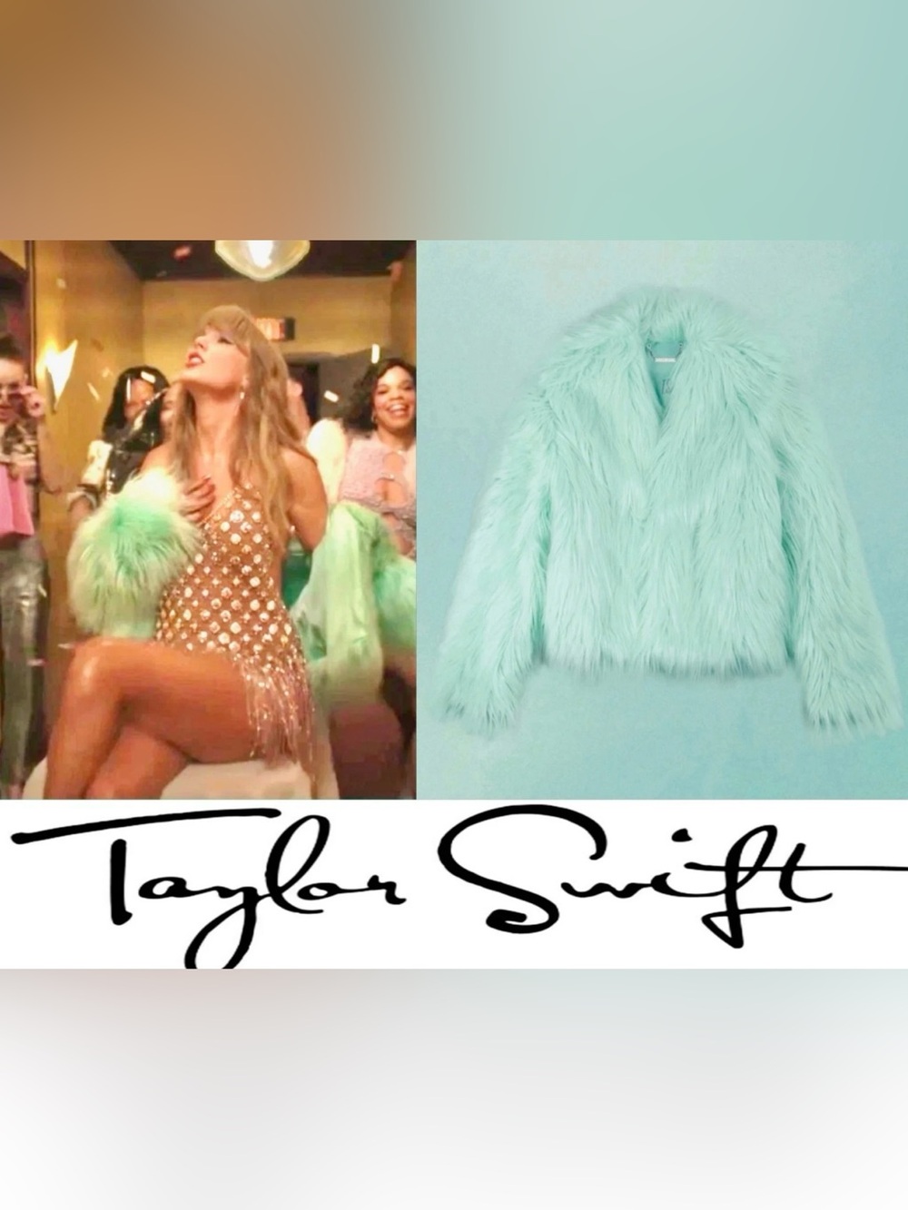 Taylor Swift The Life of a Showgirl Mint Faux Fur Coat 3XL/4XL Fate of Ophelia